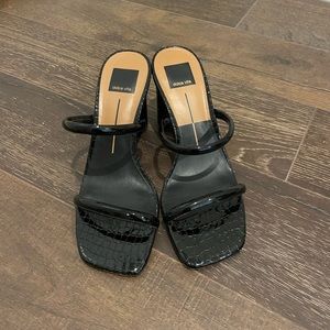 SUPER RARE Dolce Vita Noles Heels Sandals Black Crocodile Size 8.5